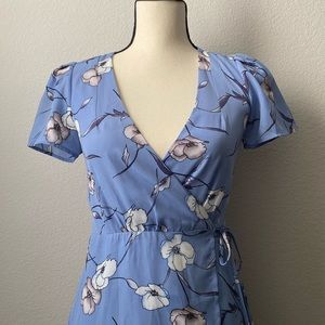 Forever 21 Blue Floral Wrap Dress